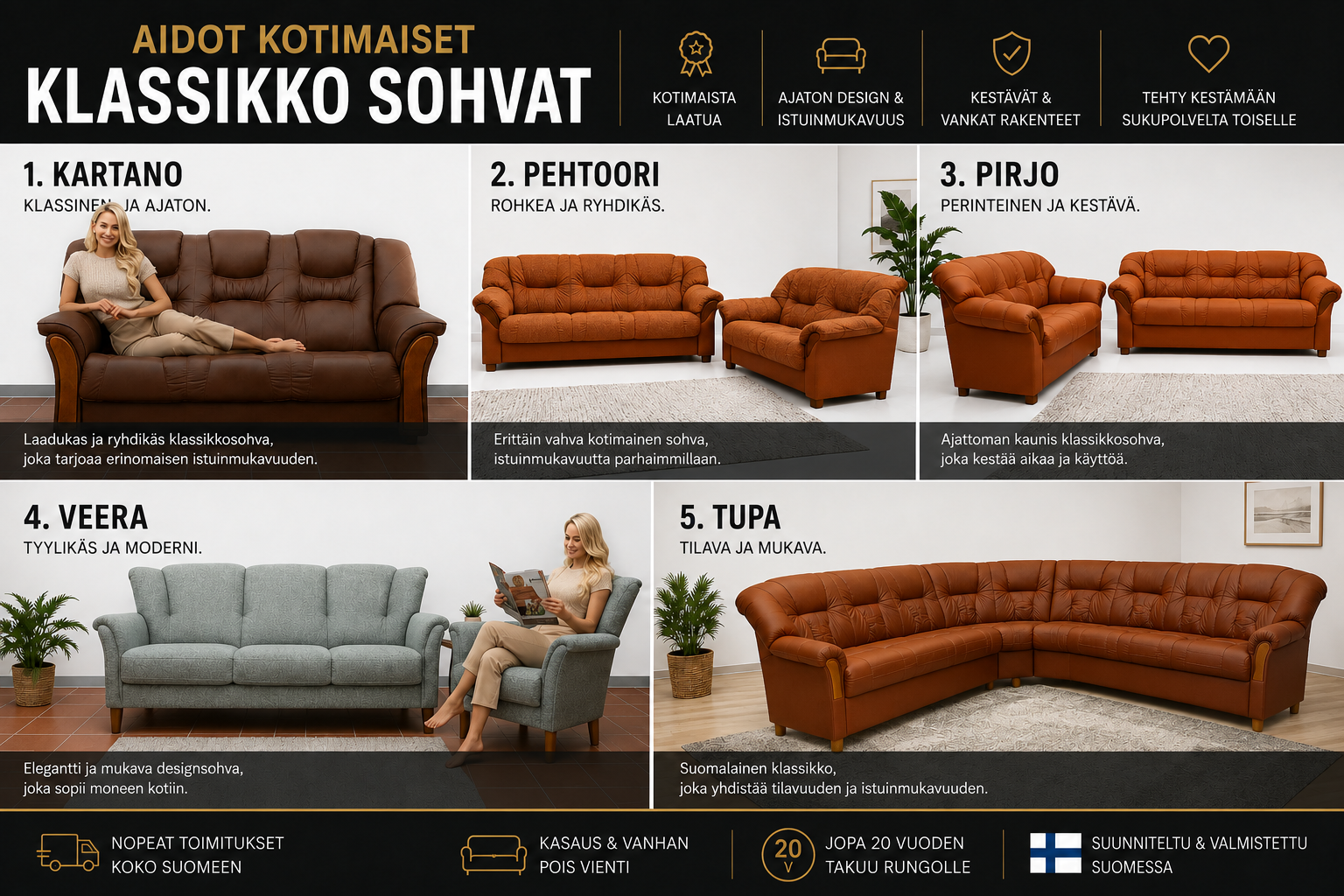 Kotimaiset klassikko sohvat